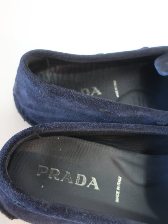 Mens Prada Navy Blue Suede Rope Chain Loafer Shoes 12 main image 7